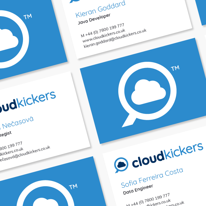 blue and white, double sided business card design