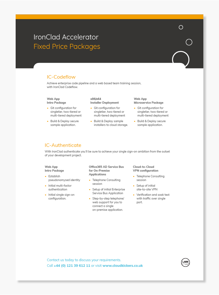 Brand Logo Design | Labs information page with mono colour logo design in the bottom left hand corner.