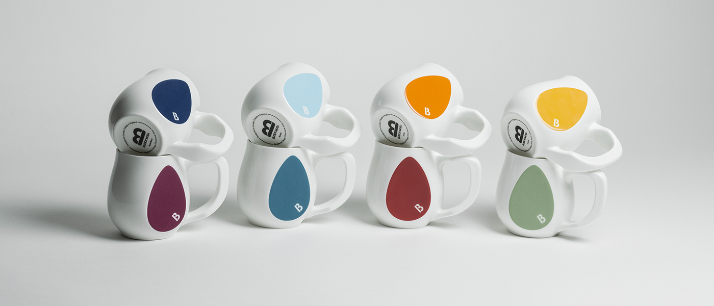 Logo Design | Eight ceramic Buddy Mugs Logo Design | Eight ceramic Buddy Mugs showing all eight colour designs with logo.