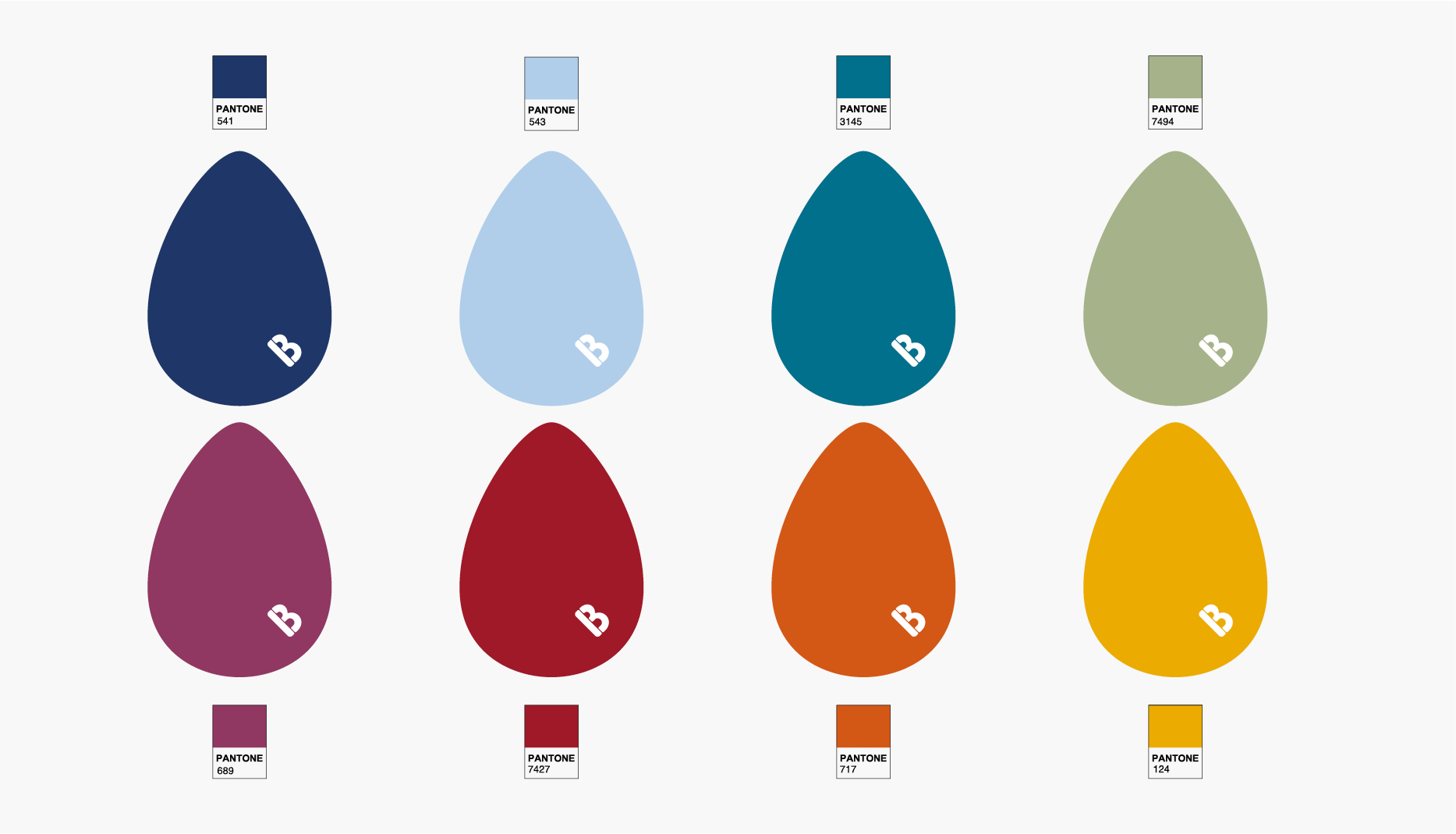 Logo Design | Ceramic colour palette designs Logo Design | Buddy Mugs ceramic colour palette, eight colour designs with logo design