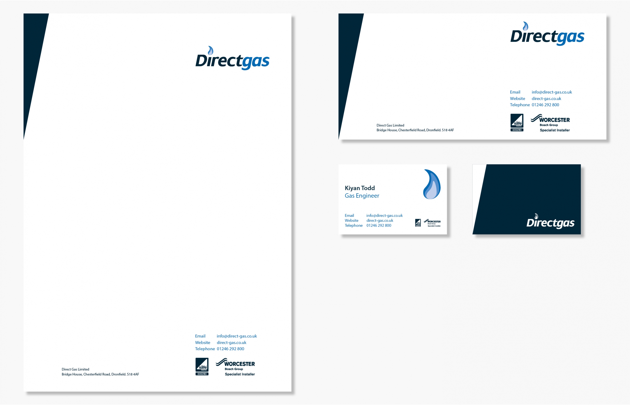 Stationery Design – Direct Gas Stationery Design pack consisting of a letterhead, compliment slip and business card.