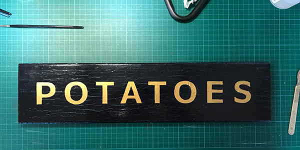 Andrew Kitchen | Design Shop | Hand Painted Sign | Potatoes | Enamel Paint