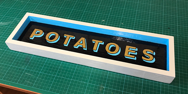 Andrew Kitchen | Design Shop | Hand Painted Sign | Potatoes | Enamel Paint