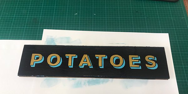 Andrew Kitchen | Design Shop | Hand Painted Sign | Potatoes | Enamel Paint