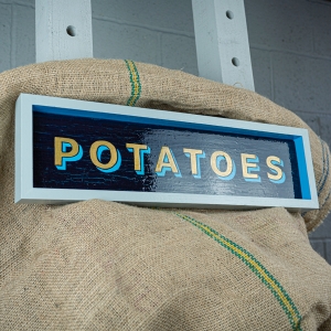 Andrew Kitchen | Design Shop | Hand Painted Sign | Potatoes | Enamel Paint